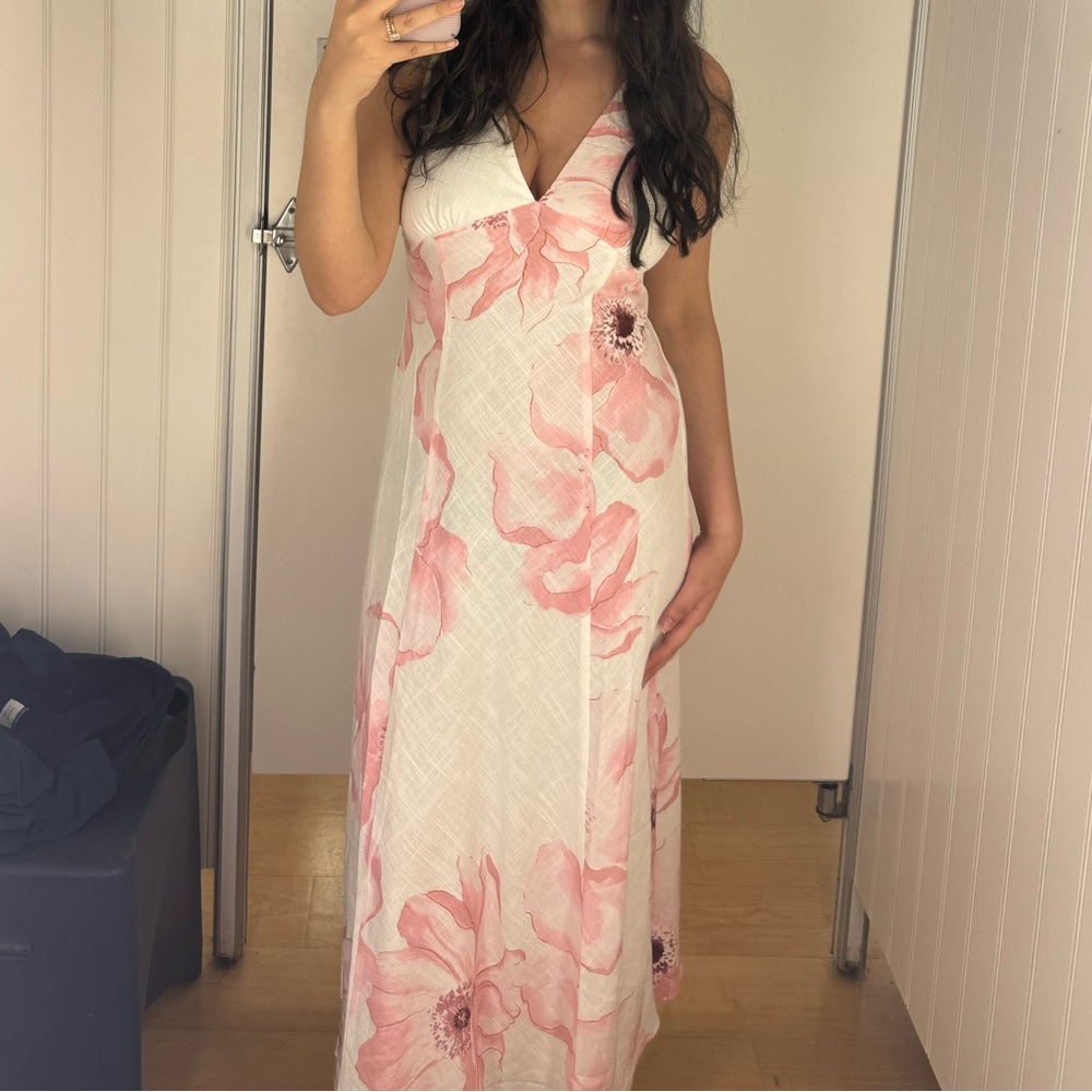 Pink and white floral maxi dress